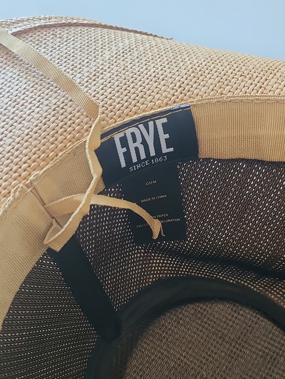Frye Tan Straw Western Hat with Black Buckle Band - Picture 5 of 7